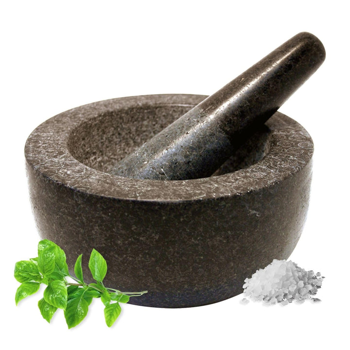 JADE TEMPLE Steinmörser mit Stössel im Set, effektives und einfaches mörsern, aus massivem Granit mi