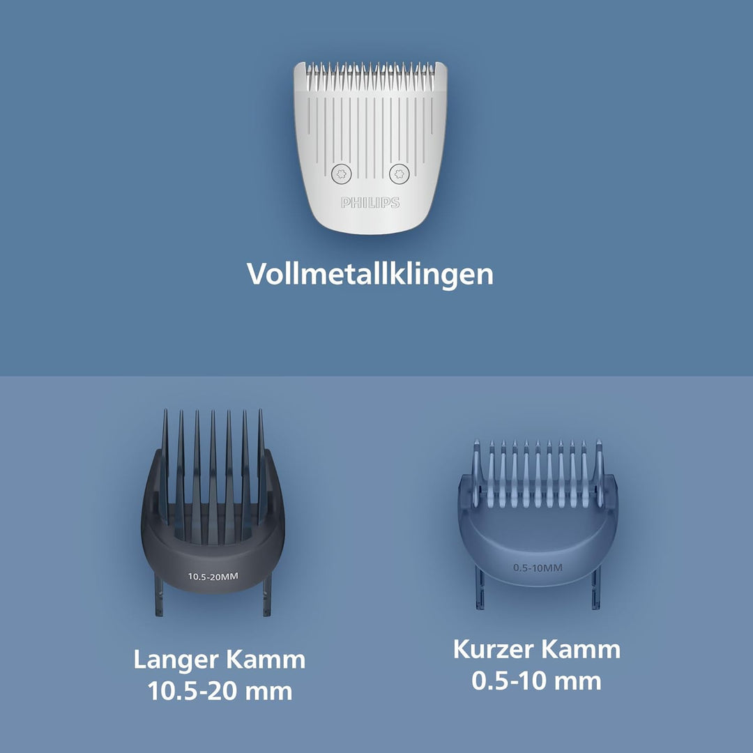 Philips Bartschneider 3000er-Serie – selbstschärfende Metallklingen, 40 Längeneinstellungen, Lift&Tr