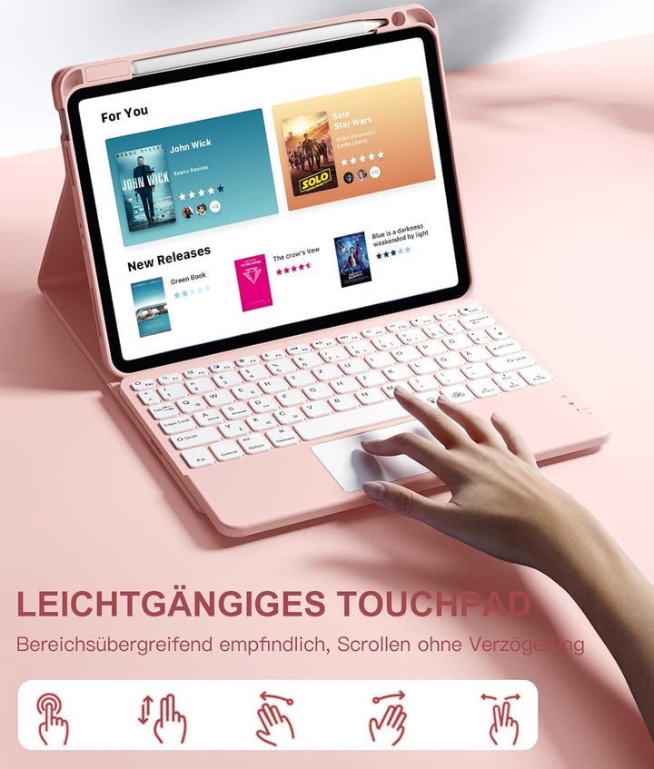Vobafe Hülle mit Tastatur für iPad Air 11 Zoll (2025 M3/2024 M2), iPad Air 5 4 2022/2020 10,9 Zoll,