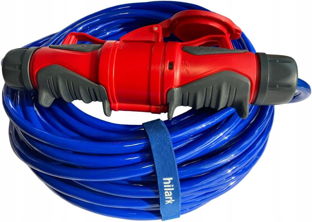 HILARK Verlängerungskabel H07BQ-F 5x2,5 16A IP44 Pur Grip 10m Blau 10 meter 5g2,5 mm2 16A Blau, 10 m
