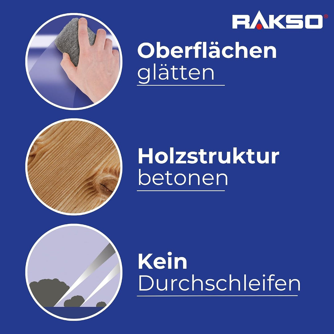 RAKSO Stahlwolle grob 4-4,8 kg, 24 Banderolen à 200g, entfernt Öl, Fett auf Metall, reinigt Natur, K
