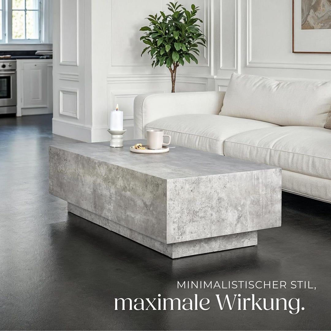 tectake® Couch Tisch, Room Decor in Beton Optik, Tisch Wohnzimmer, moderner Couchtisch, Beistelltisc