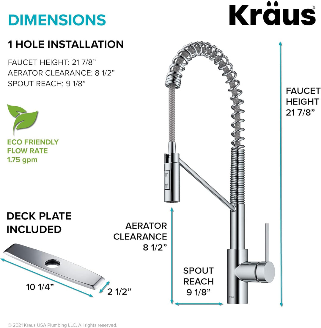 Kraus KPF-2631CH Küchenarmatur, verchromt, 10,8 x 55,2 cm Chrome, Chrome