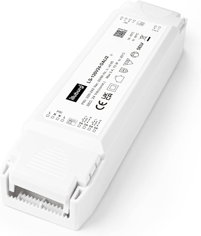 illuburg LED Trafo 24V 120W Dimmbar DALI Push 0-10V Flickerfree LED Netzteil Treiber Driver Power Su