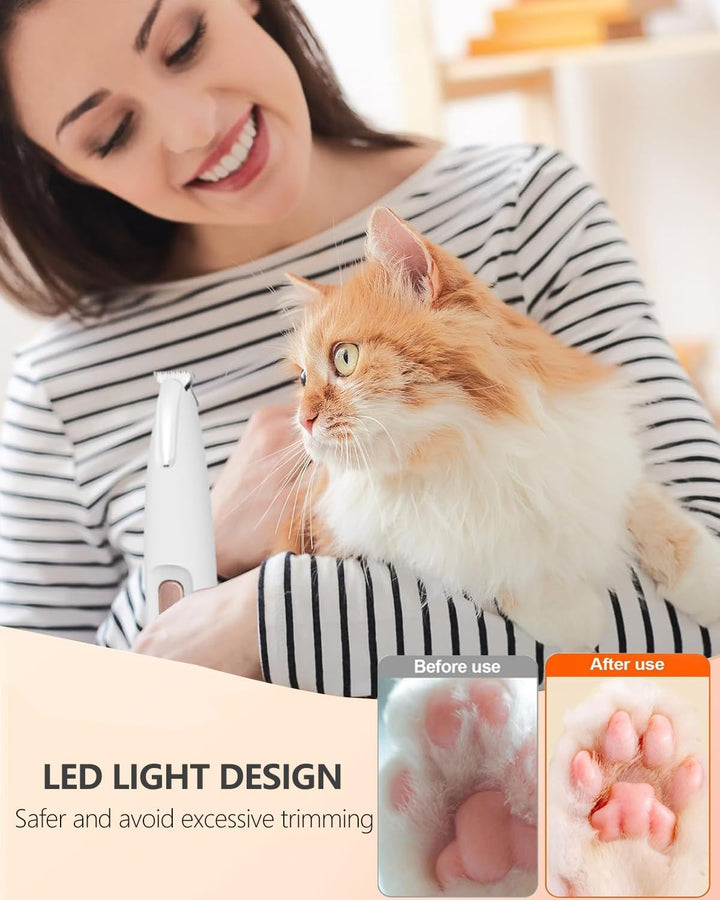 PawTrim Pro, LOEVERY Superleise/Wiederaufladbarer Pfotentrimmer,Hundepfoten Trimmer mit LED-Licht,US