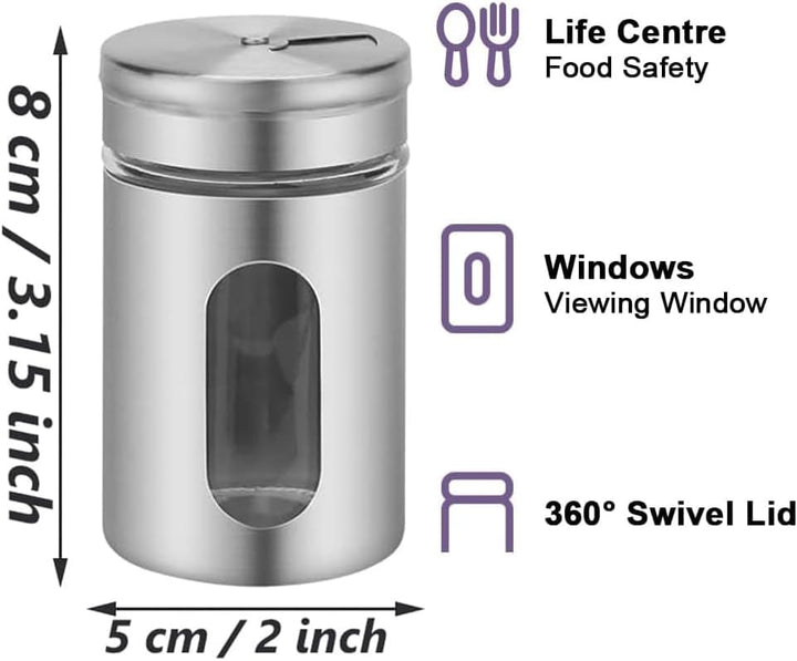 6 Stück Gewürzbehälter Spice Jars, Edelstahl Deckel Gewürzstreuer, Gewürzgläser mit Drehdeckel, Gewü