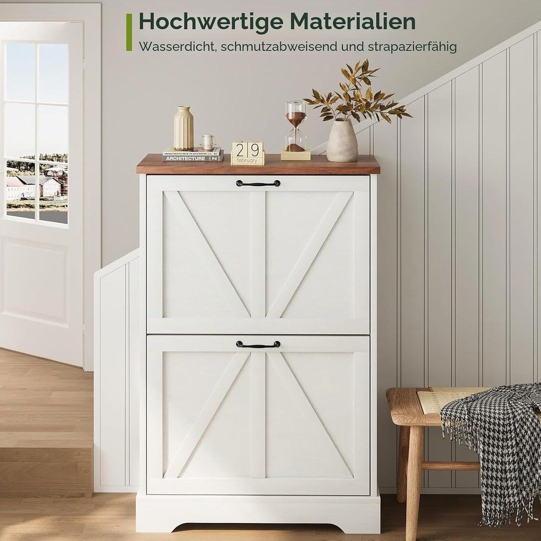 Smart FENDEE Schuhschrank, Schuhschrank für den Eingangsbereich, mit 2 Klappschubladen, schmaler Bau