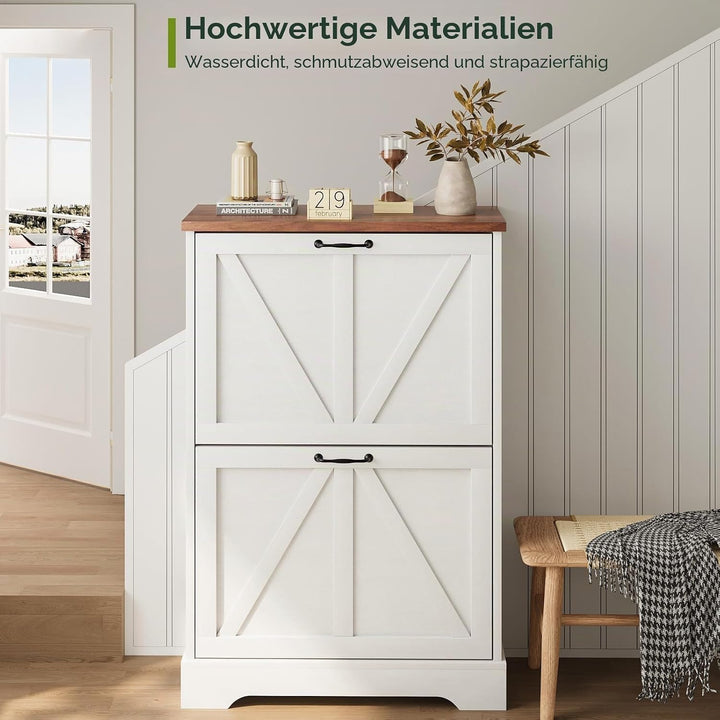 Smart FENDEE Schuhschrank, Schuhschrank für den Eingangsbereich, mit 2 Klappschubladen, schmaler Bau
