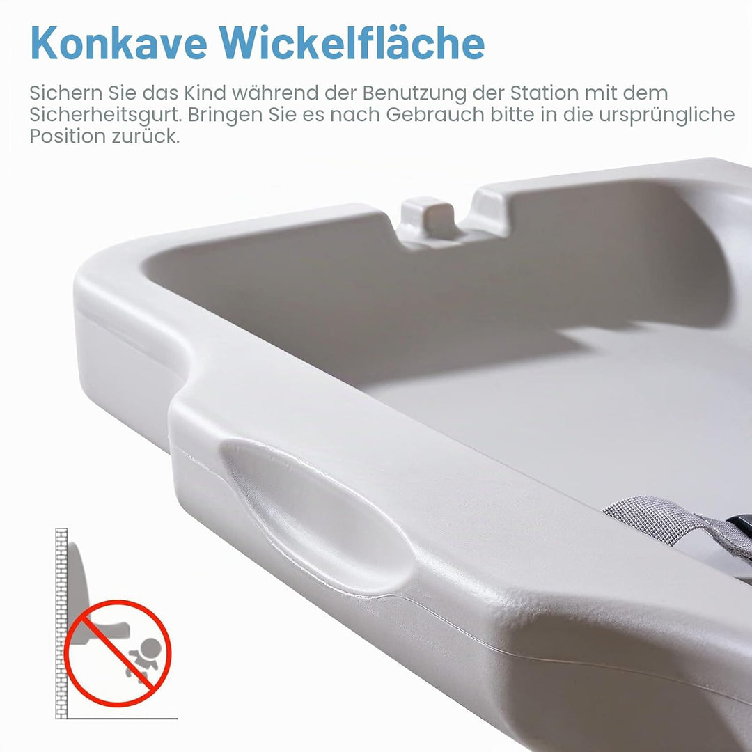 Wickeltisch, Horizontale Wickelkommode Mit Schild, Wandmontierte Wickelkommode Mit Sicherheitsgurt,