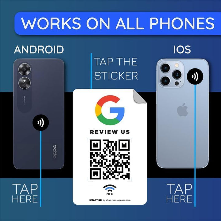 Wiederverwendbare Rezensions-Aufkleber für Google-Rezensionen, 5-Aufkleber-Packung, QR & Tap NFC-Auf