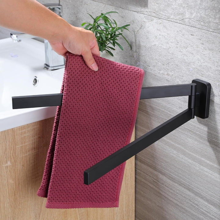 ZUNTO 40.8cm Wandmontage Doppelt Handtuchhalter 180° Schwenkbar 2-armig Handtuchhalter 304 Edelstahl