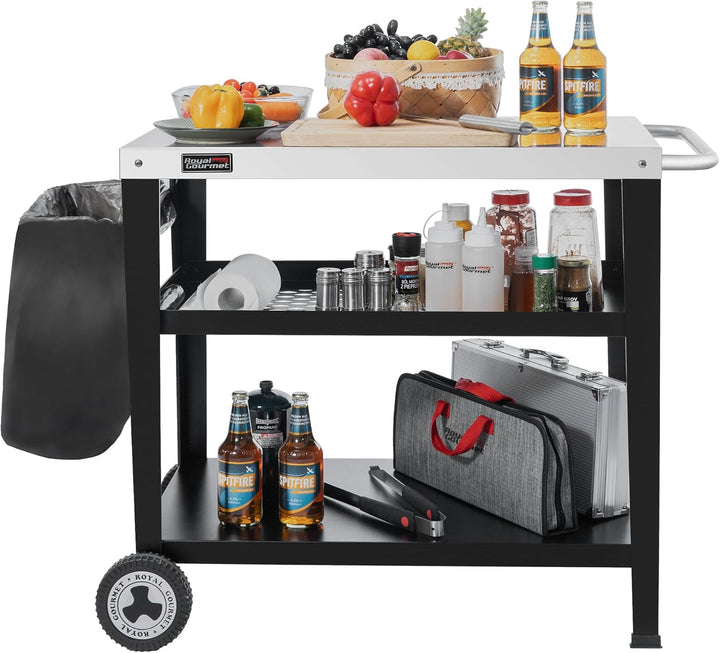 Royal Gourmet PC3404S Rollbarer Esstisch mit Müllbeutelhalter, für den Aussenbereich, Garten, Terras