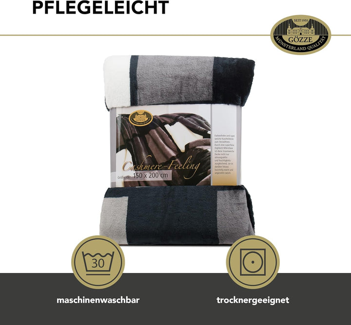 Gözze - Weiche Kuscheldecke, Cashmere Feeling, Hohes Stoffgewicht 500 g/m², Antigua, 150 x 200 cm -