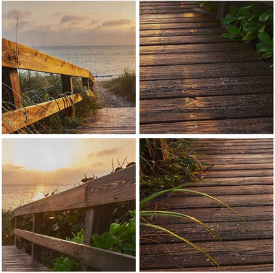 Wandbilder Dekoration Wohnzimmer Fussgängerbrücke Meer Strand Ufer Panorama Bilder auf Leinwand 120x