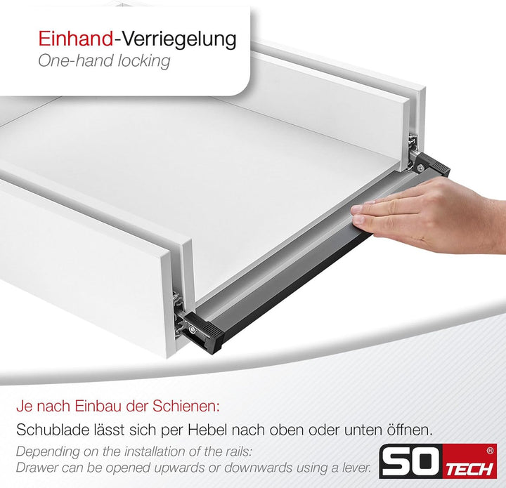 SOTECH VarioSlide Pat. Schubladenschienen Komplettset Schwerlastauszug KV2-100-H53-400 EH 400 mm bis