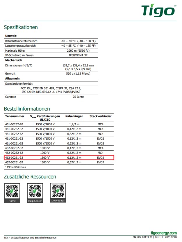 Tigo-Energy TS4-A-O Yellow PV-Optimierer 700W 15A EVO2 (0% MwSt. nach §12 Abs. 3 UStG)