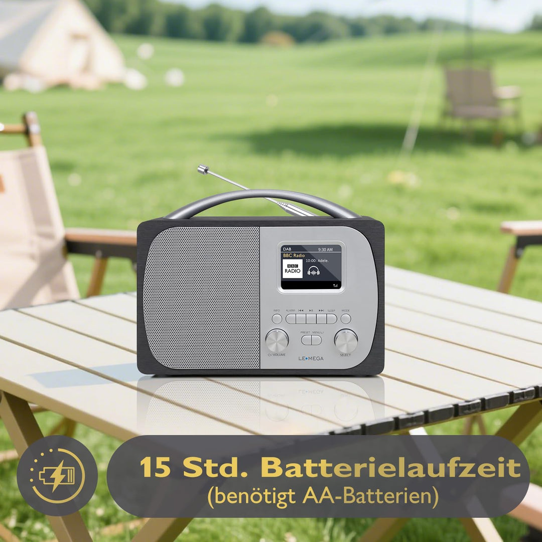 LEMEGA DR5 Tragbares DAB/DAB+ Digitalradio,Radio Holz mit Bluetooth,UKW-Radio für die Küche oder das