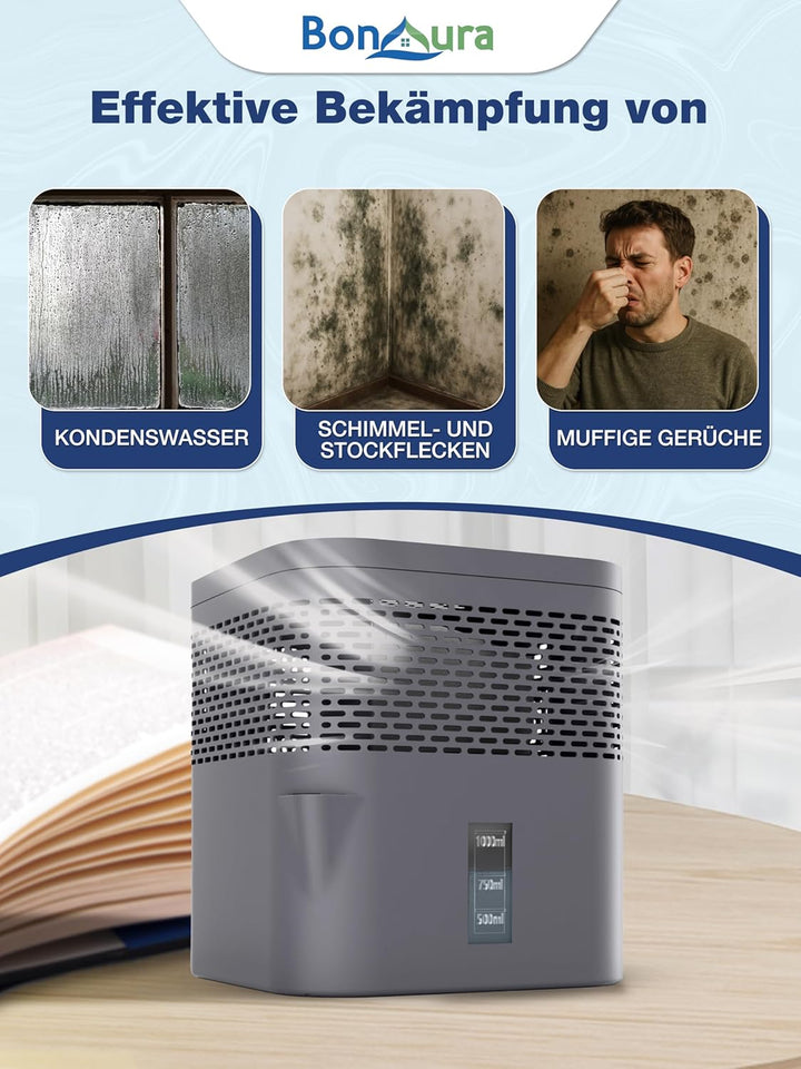 BonAura® Luftentfeuchter ohne Strom - Raumentfeuchter für Keller, Bad uvm. - 450g Luftenfeuchter Nac