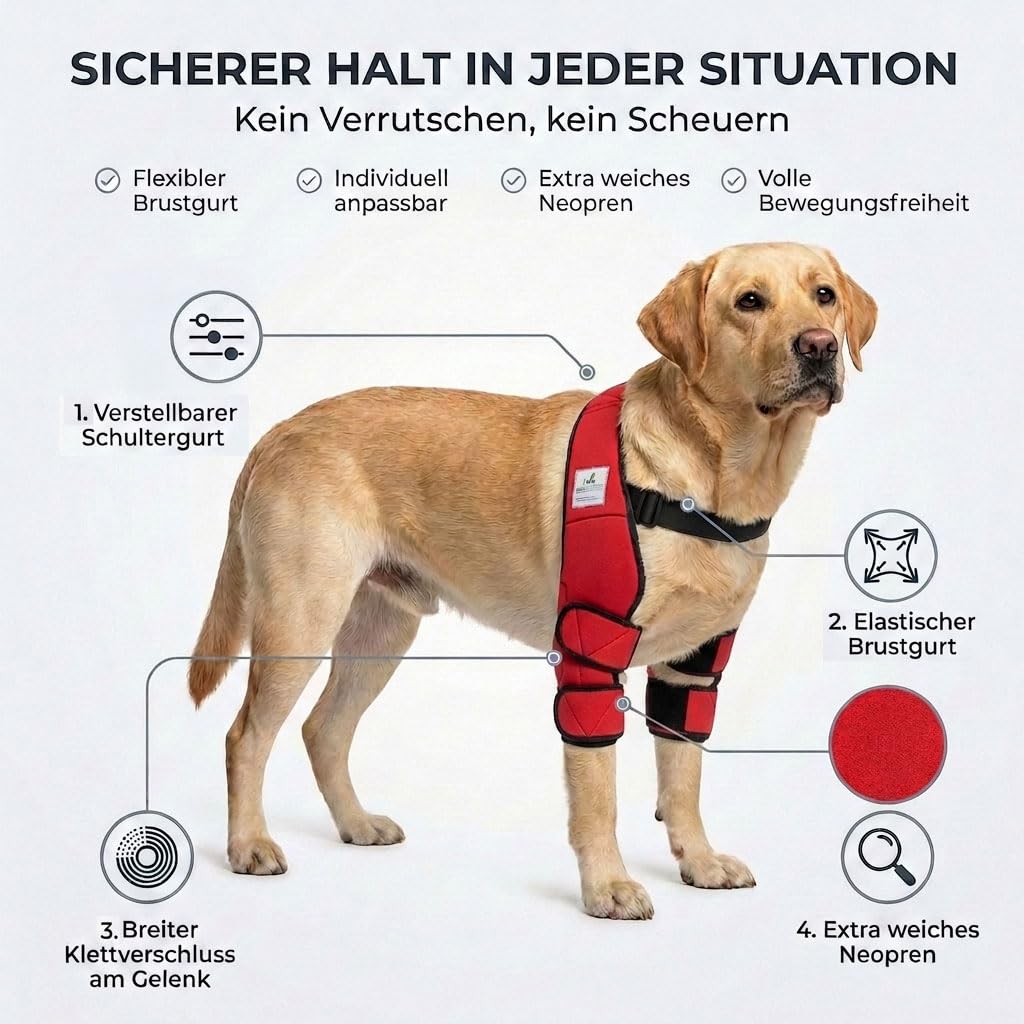 Nature Pet ® Ellenbogenbandage Hund/Ellenbogenschoner mit Netzeinsatz für Kühl- oder Wärmepads ideal