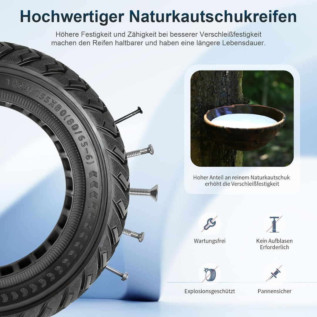 10×3 Vollgummireifen 255X80(80/65-6) Solide Reifen für Kukirin G3 Pro/Kukirin G2 Max/Joyor y8-s/Joyo