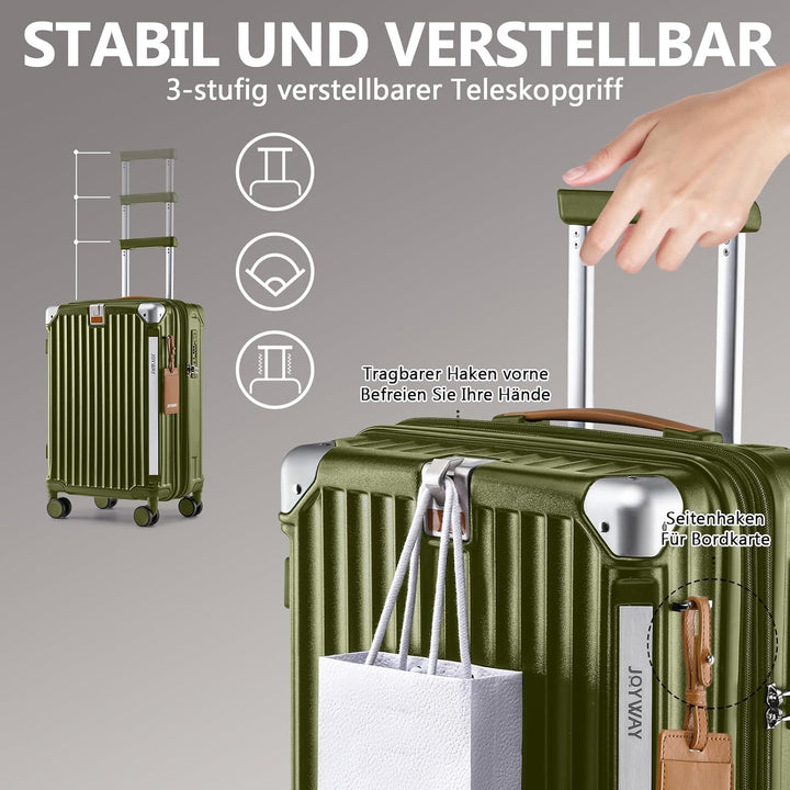 Joyway Koffer Trolley Reisekoffer von ABS Hartschalen Trolley mit Getränkehalter und 4 Rollen TSA Sc