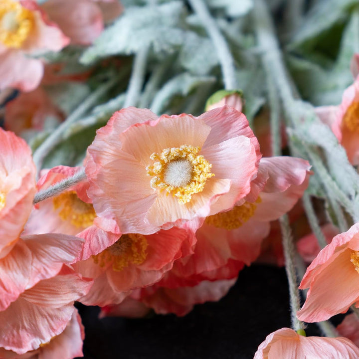 DUYONE Künstliche Blumen mit 6 Stielen, Mohnblumenstrauss, Seide, für Hochzeit, Zuhause, Party-Dekor