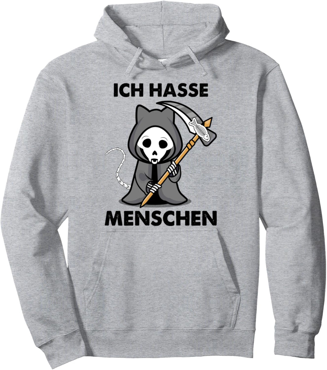 Katze Sensenmann Ich Hasse Menschen Pullover Hoodie