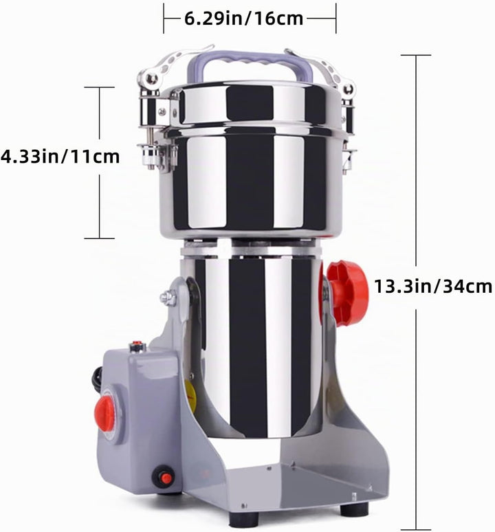 800g Elektrische Getreidemühle, 2400W Schrotmühle Getrocknete, Rostfreier Stahl Maschinenmühle mit Ü