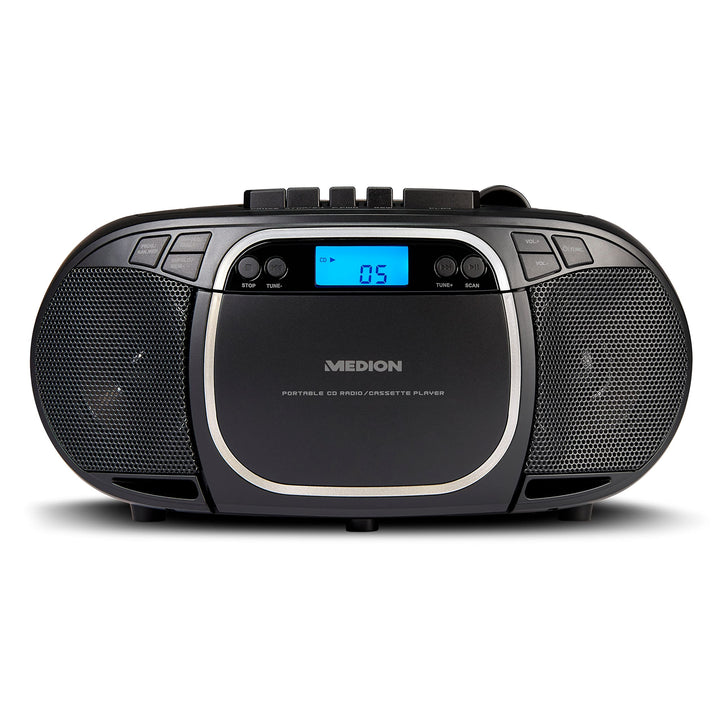 MEDION E66476 Stereo Sound System (Boombox, CD-Player, MP3, Kassette, tragbarer Kassettenspieler für