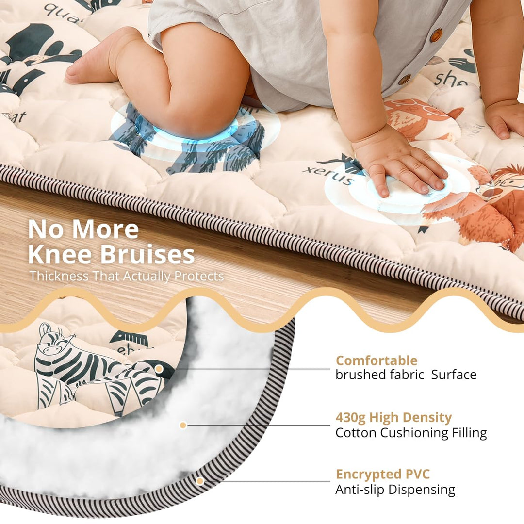 COMOMY Krabbelmatte Baby 127x127 cm, Extra Dicke und Weiche Spielmatte Baby Faltbar, Rutschfeste Sch