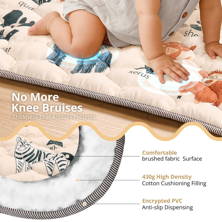 COMOMY Krabbelmatte Baby 127x127 cm, Extra Dicke und Weiche Spielmatte Baby Faltbar, Rutschfeste Sch