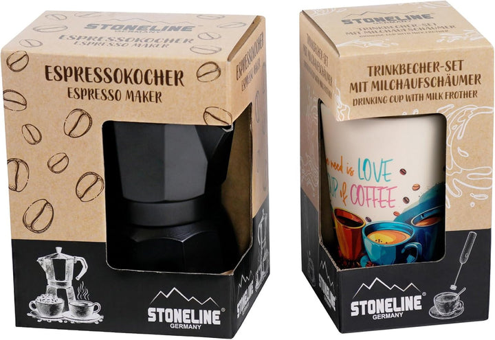STONELINE Espressokocher Induktion aus Aluguss 170 ml, 4 Tassen, für alle Herdarten, Italienischer K