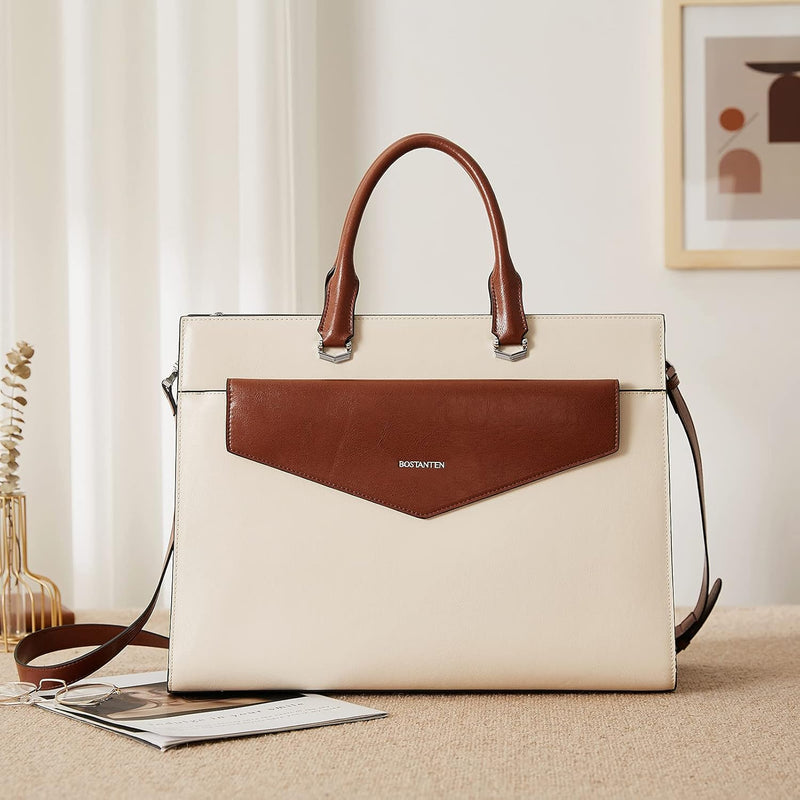 BOSTANTEN Damen Aktentaschen Leder Laptop Schultertasche 15.6 Zoll Frauen Arbeitstasche Businesstasc