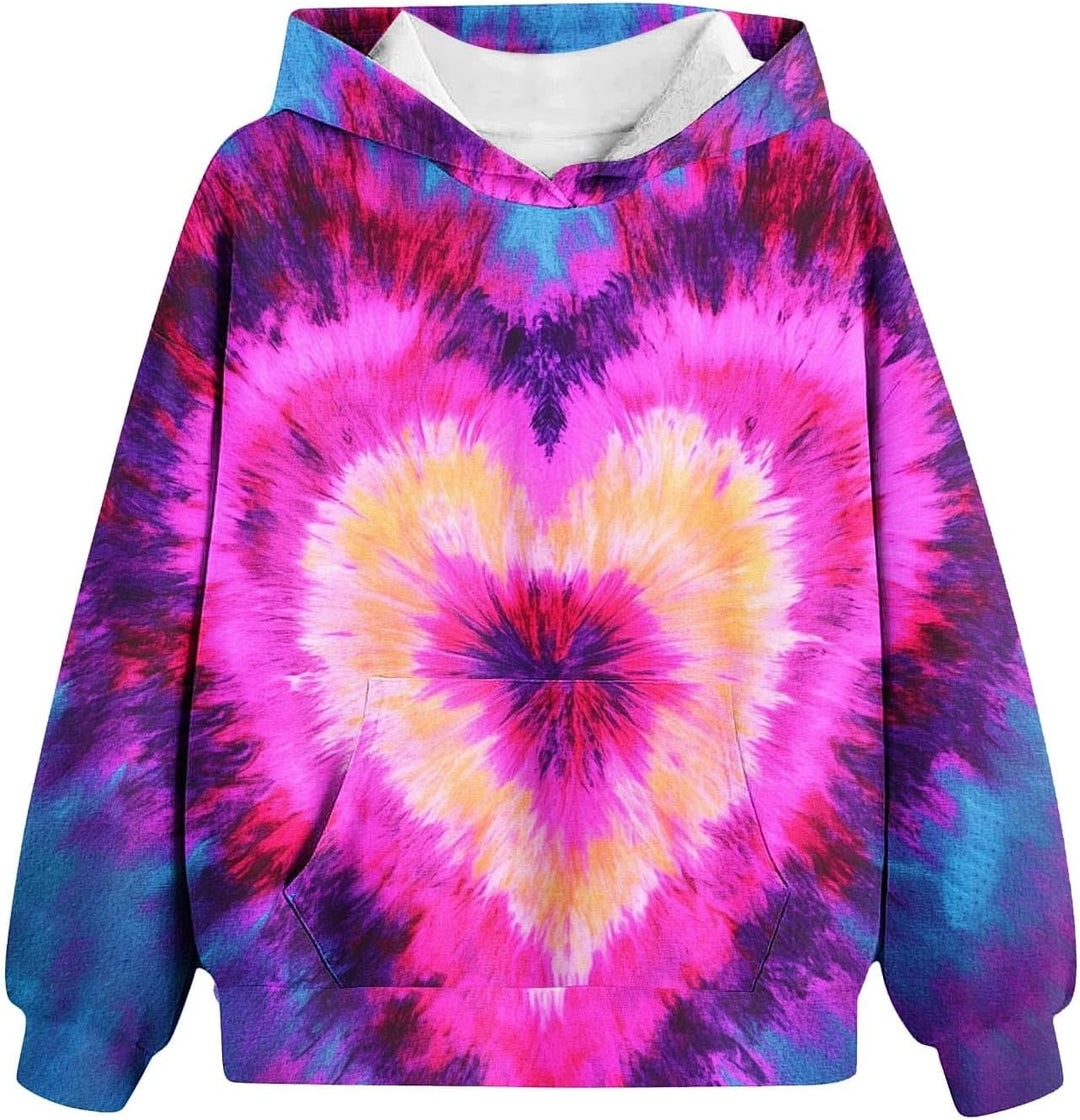 XINYUNZU Mädchen Kapuzenpullover Casual Hoodie Batik Sweatshirt mit Kapuze & Tasche Oberteile Langar