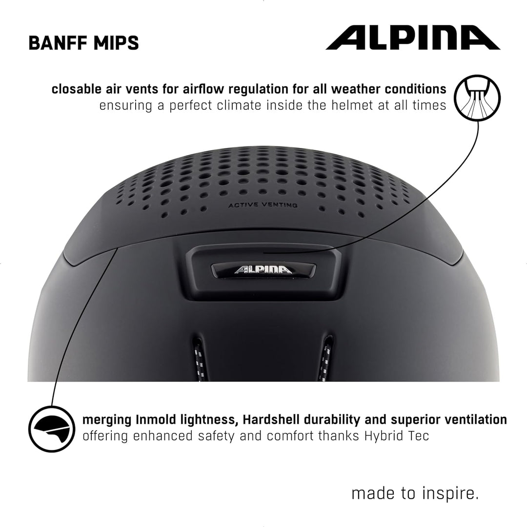 Alpina Banff MIPS Skihelm - Black mat 51-55 cm, 51-55 cm