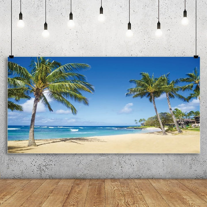 Renaiss 4.5x2.5m Sommer Strand Hintergrund Tropischer Ozean Sandstrand Palmen Fotografie Hintergrund