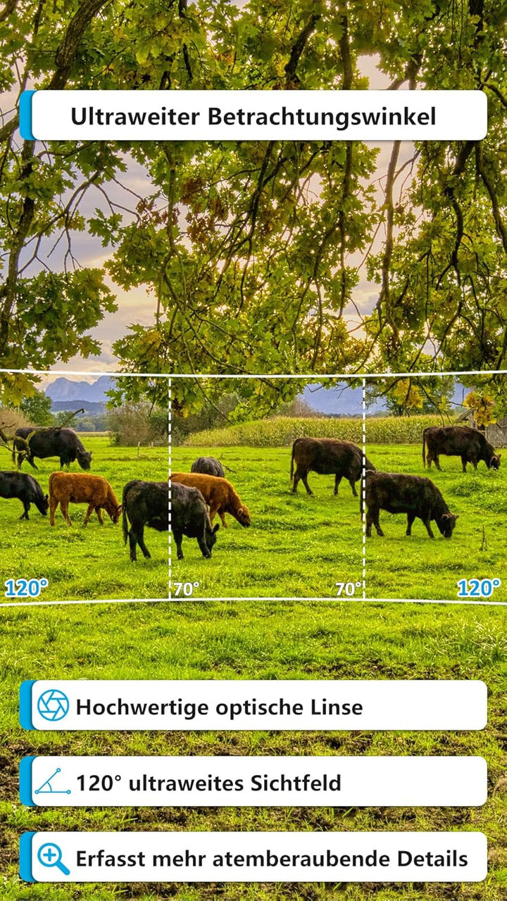Meidase P90 Pro Wildkamera WLAN mit App, 64MP H.264 1296P, 25m Infrarot Nachtsicht Bewegungsmelder,