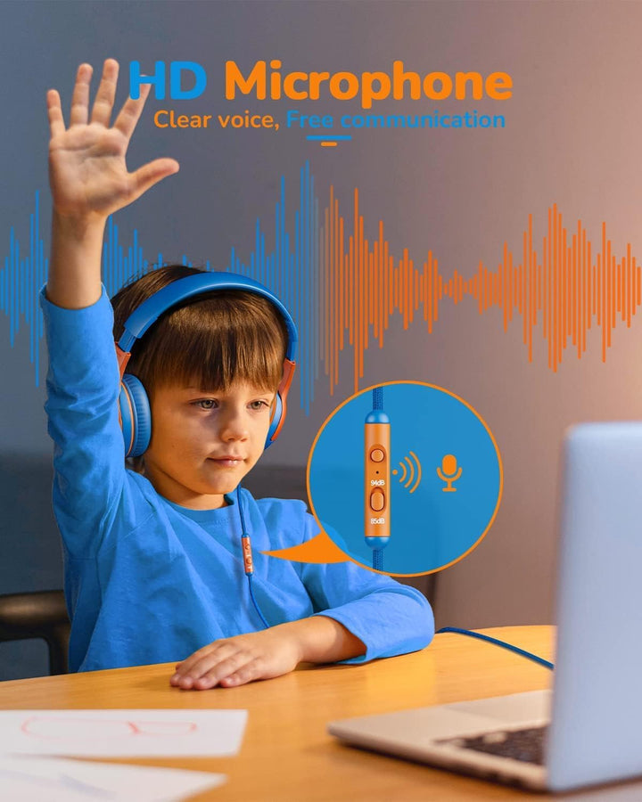 awatrue Kinder Kopfhörer[2 Pack], Kabel Kinderkopfhörer mit Mikrofon, Kopfhörer Kinder für Schule/Re