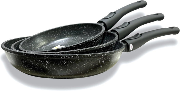 Pfannen-Set, Steinoptik, ohne PFOA, 3 Stück, Durchmesser:20/24/28 cm, alle Herdarten auch Induktion,