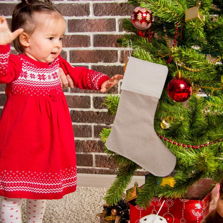 Sackleinen Weihnachtsstrümpfe 6er Pack, Weihnachten hängende Taschen Weihnachtsfeiertagsstrumpf Weih