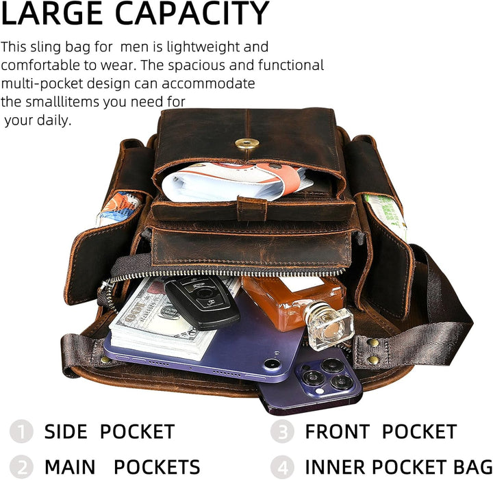 Herren Canvas + Leder Motorrad Reiten Tasche Beinbeutel Beintasche Aussenbeintasche Hüfttasche Drop