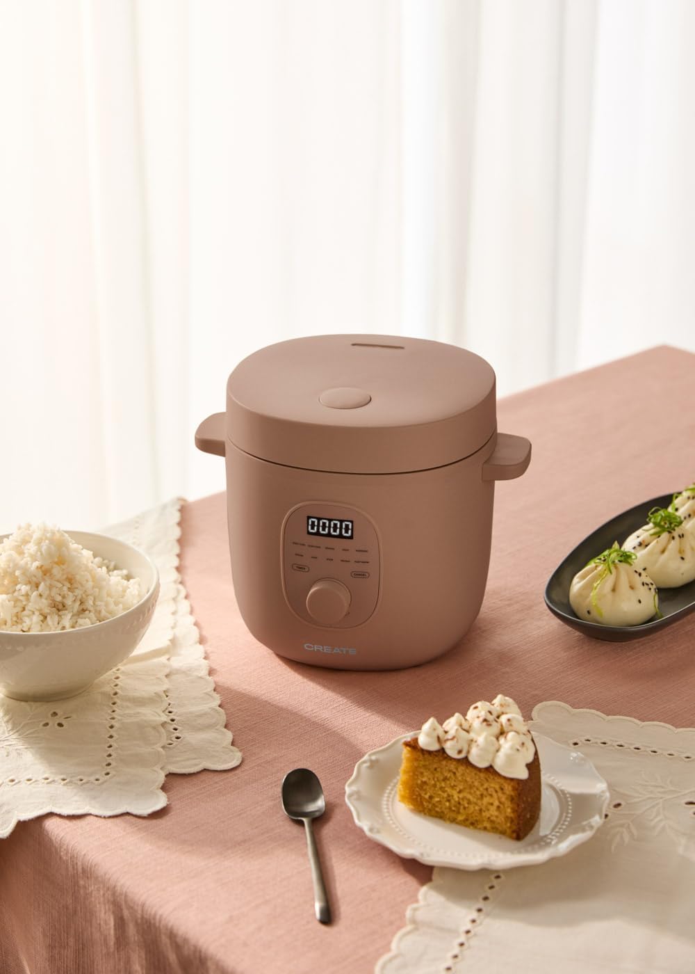 CREATE Rice Cooker Studio, elektrischer Reiskocher, multifunktional, 1,2 l, Mokka/programmierbar bis