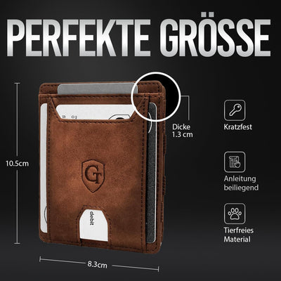 GenTo - Geldbörse mit/ohne Münzfach - TÜV geprüfter RFID NFC Schutz - Magic Wallet - Inklusive Gesch