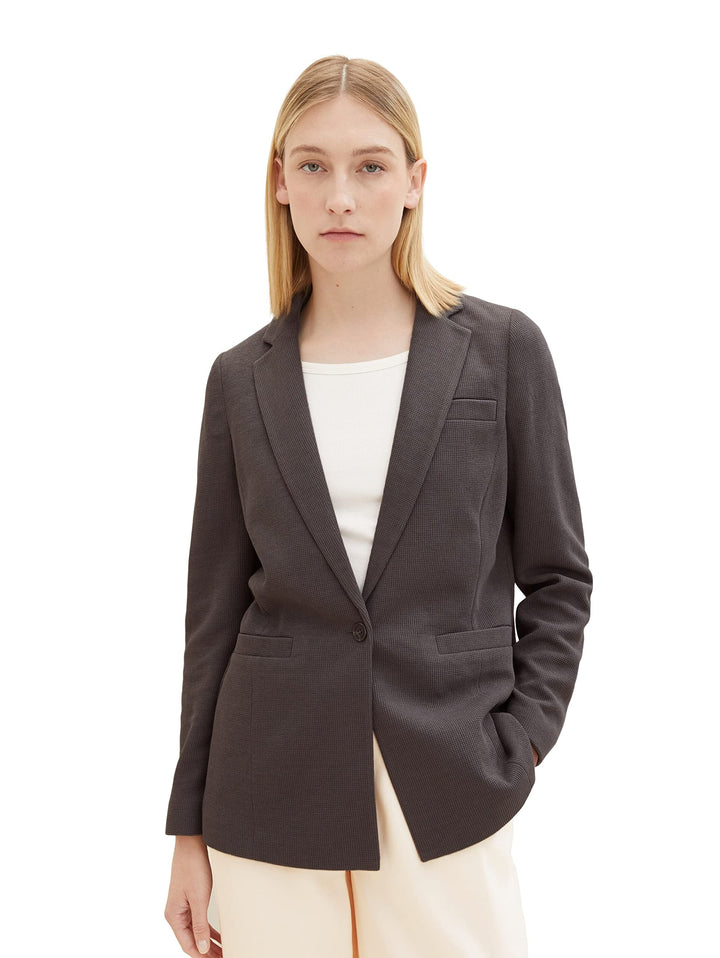 TOM TAILOR Damen 1037908 Blazer mit Struktur (1er Pack) M 32251 - Dark Mineral Grey, M 32251 - Dark