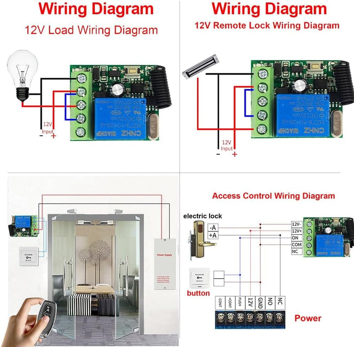 QIACHIP DC 12V Funkschalter mit Fernbedienung 433 mHz,Funk Relais 1 Kanal Momentan Toggle Latch Scha