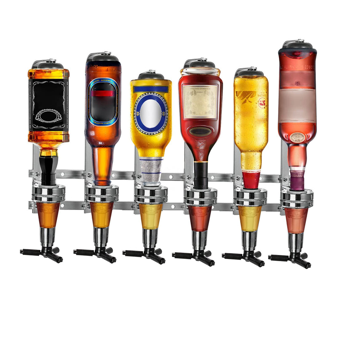 Youyijia 6 Schnapsspender Flaschenhalter Wandmontiert, 6 x 30 ml Bar Butler Getränkehalter für Spiri