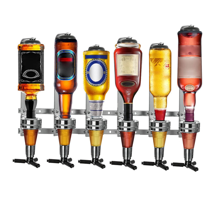 Youyijia 6 Schnapsspender Flaschenhalter Wandmontiert, 6 x 30 ml Bar Butler Getränkehalter für Spiri
