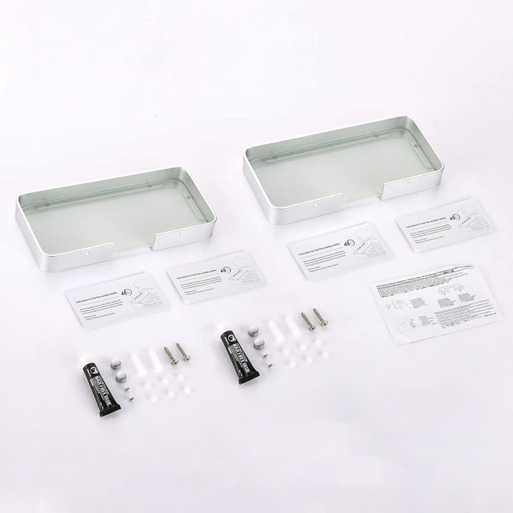 Duschablage Ohne Bohren, Aluminium Badezimmer Regal Selbstklebend Duschkorb Ablageregal mit Mattglas