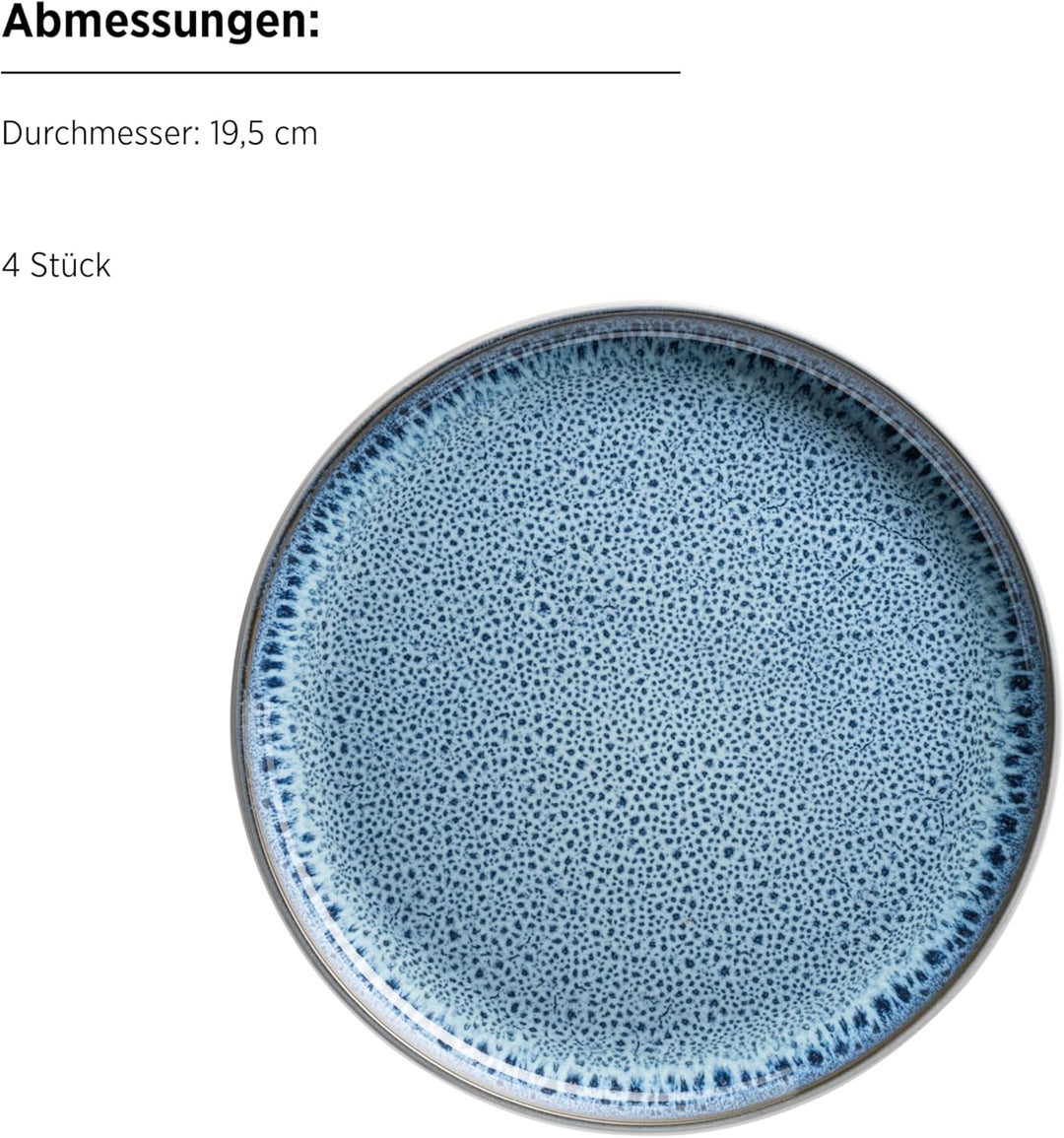MÄSER Serie Malea, 16-tlg. Kombiservice für 4 Personen im Vintage-Look, blau mit dunklen Sprenkeln,