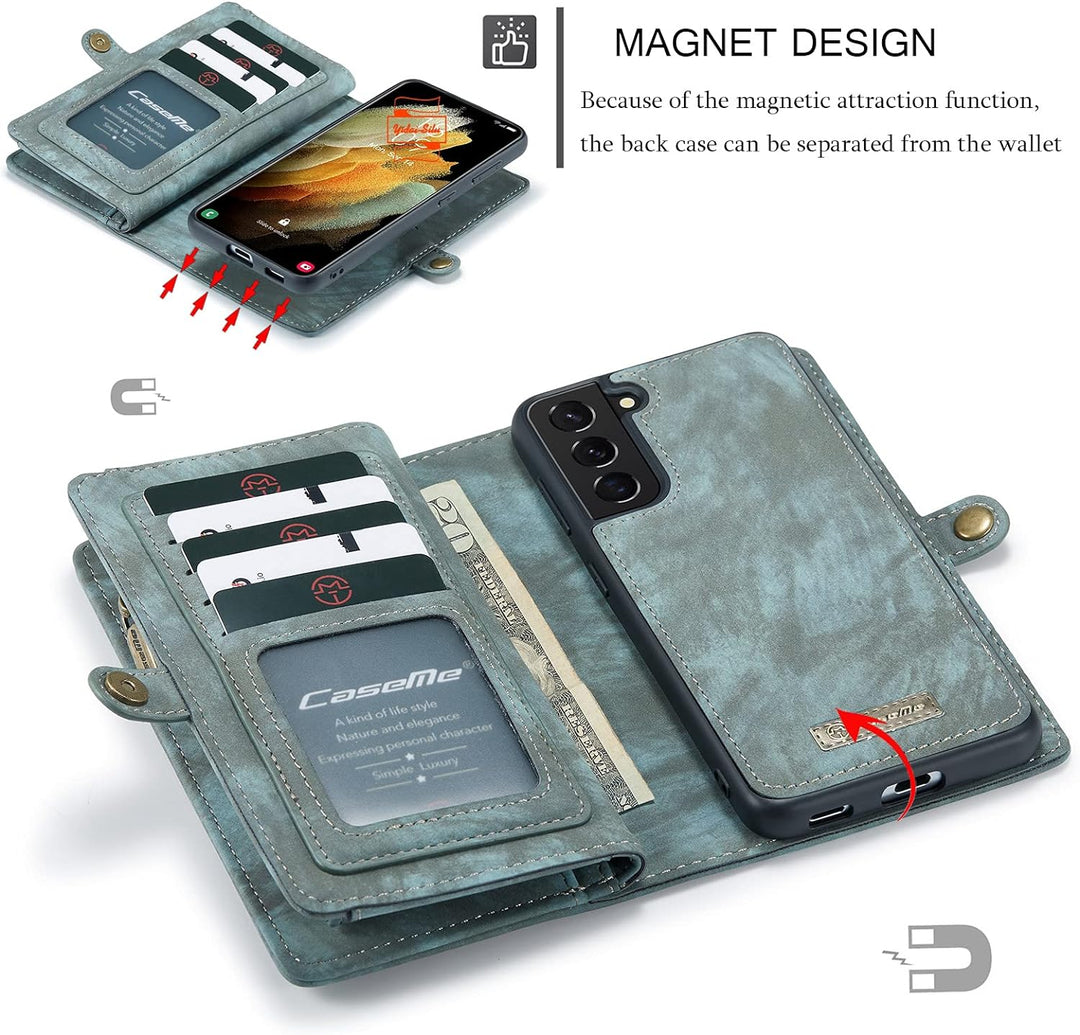 Yidai-Silu iPhone 14 Pro Max Handy Hülle 【Abnehmbar, Mutil-Funktion】 Wallet Case Magnet Tasche PU Le